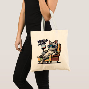 Bolsa Tote Enchimento de Gato de Humor no Fim de Semana