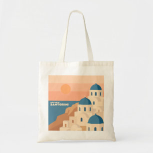 Bolsa Tote Encontre-me em Santorini: Igrejas Gregas Minimalis