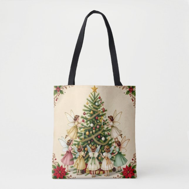Bolsa Tote Encontro de Fadas de Natal Vitoriano (Frente)