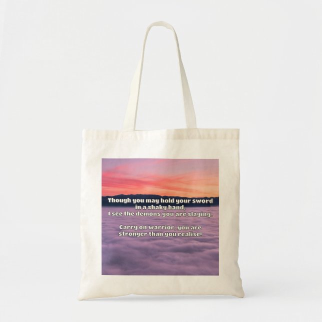 Bolsa Tote Encorajamento à cotação positiva do Empath Warrior (Frente)