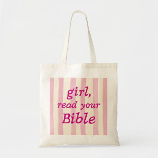 Bolsa Tote Encorajamento de Leitura da Bíblia Letra Rosa para