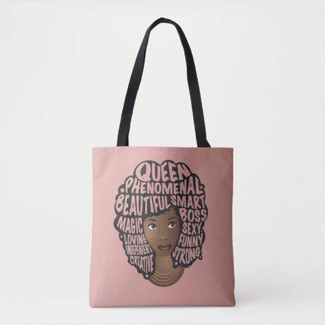 Bolsa Tote Encorajando as mulheres negras, cabelo natural, co (Frente)