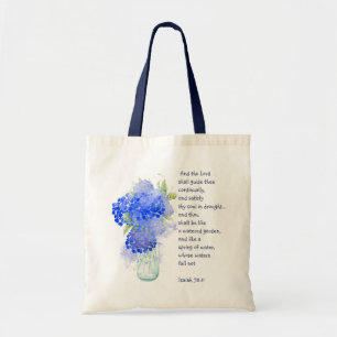 Bolsa Tote Encorajar Escritura Isaiah Blue Garden Flor