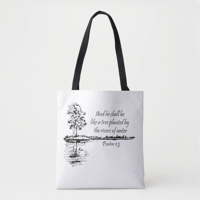 Bolsa Tote Encouraging Scripture Psalm 1:3  (Frente)