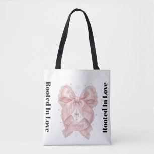 Bolsa Tote Energia de Mãe Soft Rosa Coquette Design de Laço