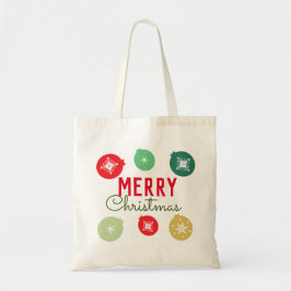 Bolsa Tote Enfeite de Flocos de Neve Natal Feliz