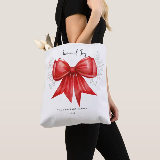 Bolsa Tote Enfeite de Laço de Natal (Close Up)