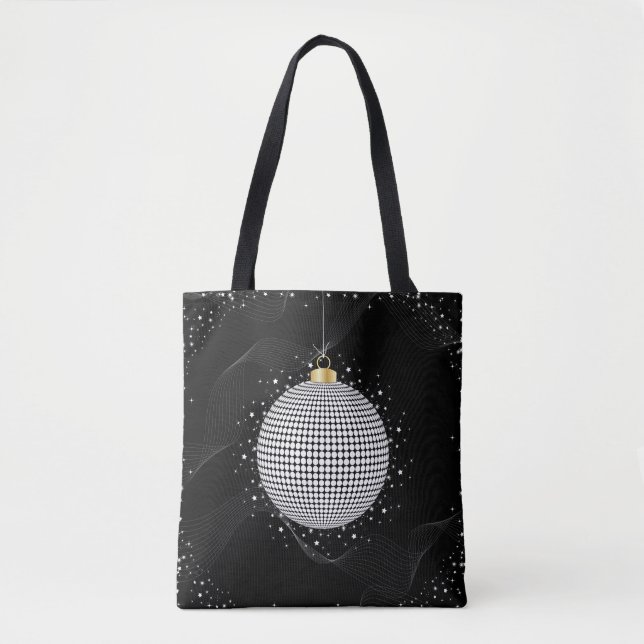 Bolsa Tote Enfeite de Natal em forma de Bola de Discoteca Ele (Frente)