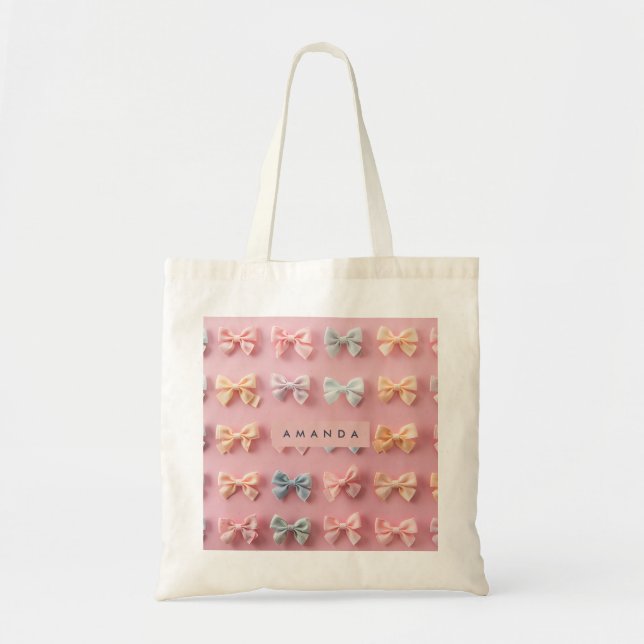 Bolsa Tote Enfeite Personalizado de Arco Fofo Pastel (Frente)
