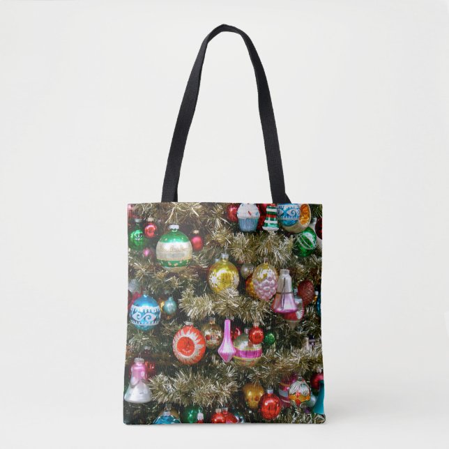 Bolsa Tote Enfeites de Natal Antigos (Frente)