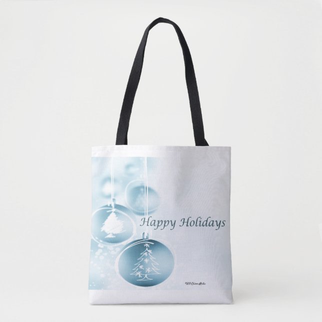 Bolsa Tote Enfeites de natal azuis (Frente)