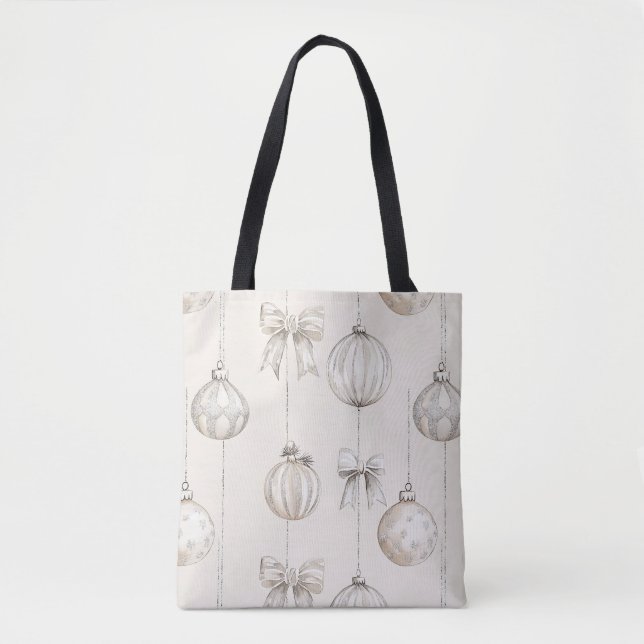 Bolsa Tote Enfeites de natal Chic Cream (Frente)
