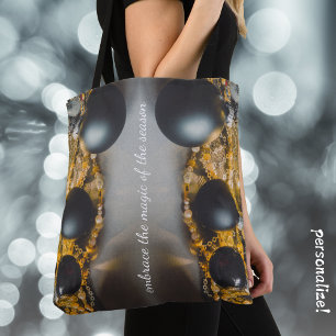 Bolsa Tote Enfeites de natal de Cinzas Negras com Garlands
