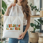Bolsa Tote Enfermagem com Groovy Retro é minha vibe, enfermei<br><div class="desc">Groovy,  bolsa de "Enfermagem é minha vibe",  estilo dos anos 70,  para enfermeiras.</div>
