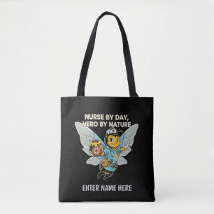 Bolsa Tote Enfermeira Abelha Heroína Cartoon Retro Médico Saú