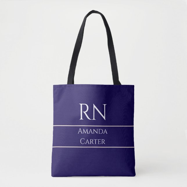 Bolsa Tote Enfermeira Azul Moderna Simples Personalizada (Frente)