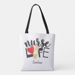 Bolsa Tote Enfermeira Bandage Heart Nursing Nome da Escola de