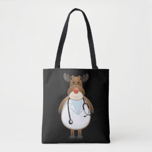 Bolsa Tote Enfermeira com escrutínio médico com rena superior