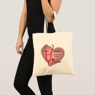 Bolsa Tote Enfermeira coração vermelho grande 