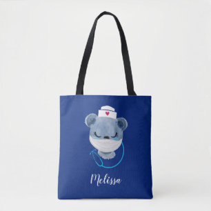 Bolsa Tote Enfermeira de Urso Bonito Vestindo uma Máscara M
