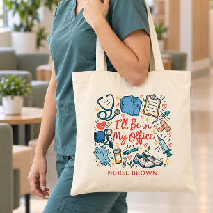 Bolsa Tote Enfermeira Divertida Estarei no Meu Escritório Cui