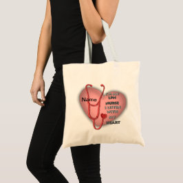 Bolsa Tote Enfermeira LPN Coração Vermelho