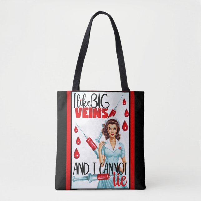 Bolsa Tote Enfermeira Nostálgica Bonita Eu Gosto De Veias Gra (Frente)