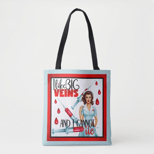 Bolsa Tote Enfermeira Nostálgica Bonita Eu Gosto De Veias Gra (Frente)