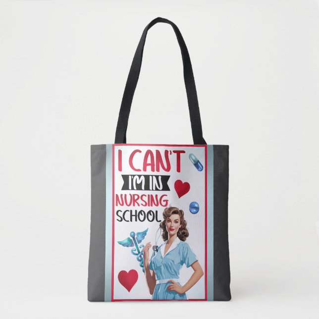 Bolsa Tote Enfermeira Nostálgica Bonita Se Aproxima Na Enferm (Frente)