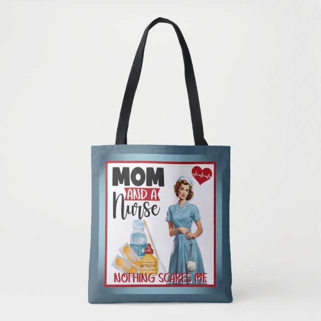Bolsa Tote Enfermeira Nostálgica e Bonita Aperte Mãe e Enferm (Frente)