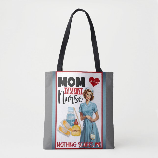 Bolsa Tote Enfermeira Nostálgica e Bonita Aperte Mãe e Enferm (Frente)