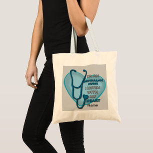 Bolsa Tote Enfermeira Oftálmica Coração Azul
