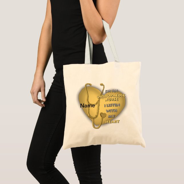 Bolsa Tote Enfermeira Ortopédica Coração Amarelo  (Frente (produto))