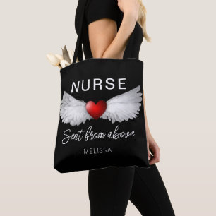 Bolsa Tote Enfermeira Personalizada Anjo Médico Asas Coração