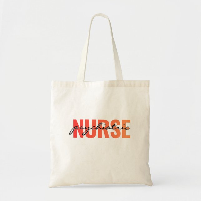 Bolsa Tote Enfermeira Psiquiátrica Tipografia Moderna (Frente)