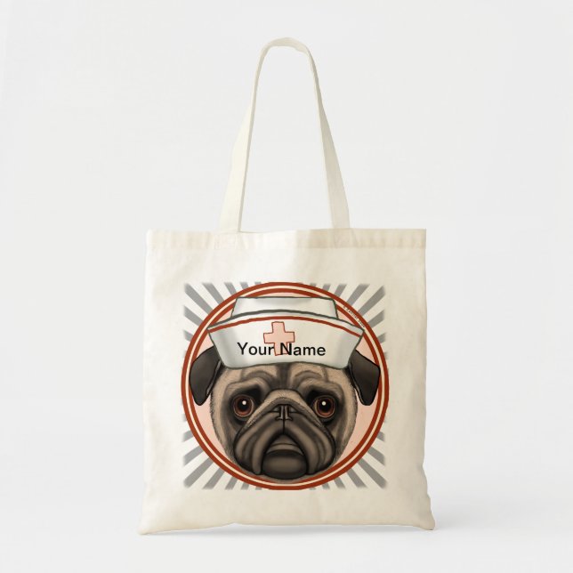 Bolsa Tote Enfermeira Pug (Frente)