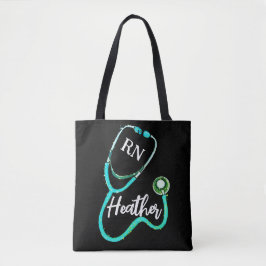 Bolsa Tote Enfermeira RN Teal Verde Estetoscópio Negro Minima