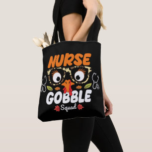 Bolsa Tote Enfermeira Turca Gobble Esquadrão de Ação de Graça