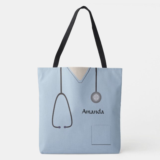 Bolsa Tote Enfermeiro Médico Esfrega Azul Claro (Frente)