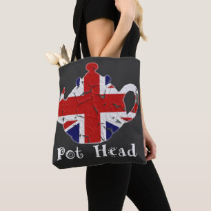 Bolsa Tote Engraçada Cabeça de Pote de chá britânica