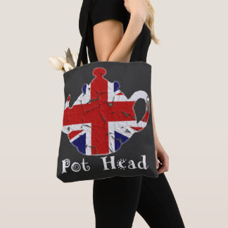 Bolsa Tote Engraçada Cabeça de Pote de chá britânica