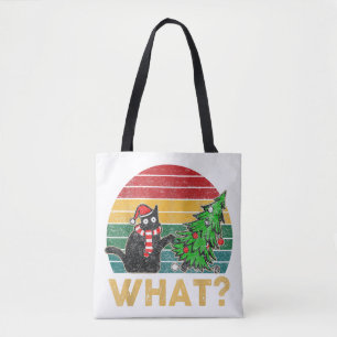 Bolsa Tote Engraçada Camisa De Natal Doida Cat San