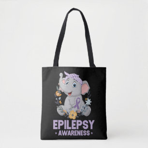 Bolsa Tote Engraçada Epilepsia Sensibilização Flor Friso E