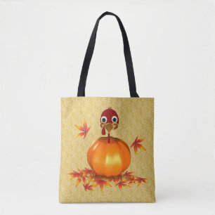 Bolsa Tote Engraçado Ação de Graças à Turquia na Pumpkin
