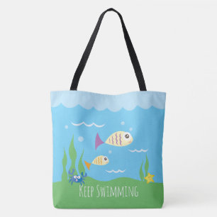 Bolsa Tote Engraçado apenas mantenha nadar peixes