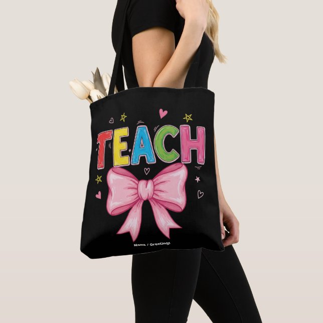Bolsa Tote Engraçado Arco Coquette Crayon Professores Criança (Close Up)