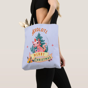 Bolsa Tote Engraçado Axolotl Feliz Natal