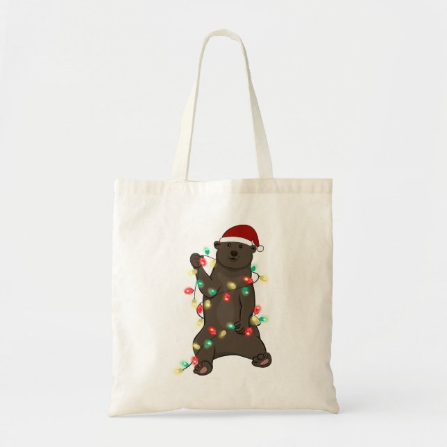 Bolsa Tote Engraçado Belo Urso de Natal (Frente)