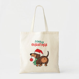 Bolsa Tote Engraçado Cachorro Bonito Feliz Natal