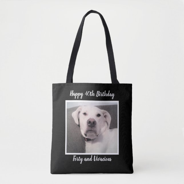 Bolsa Tote Engraçado Cachorro Branco Engraçado aniversário de (Frente)